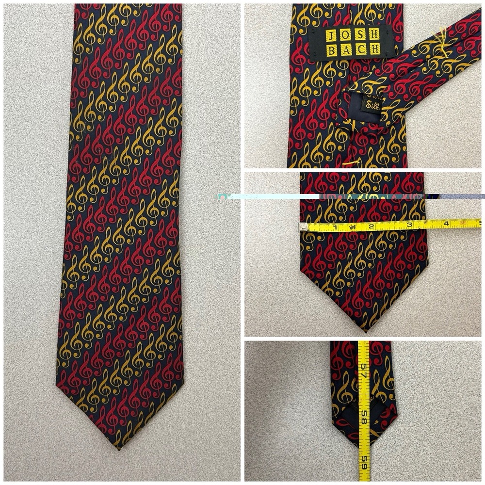 Josh Bach Neck Tie Music Note G Clef 100% Silk 58.5"‎
